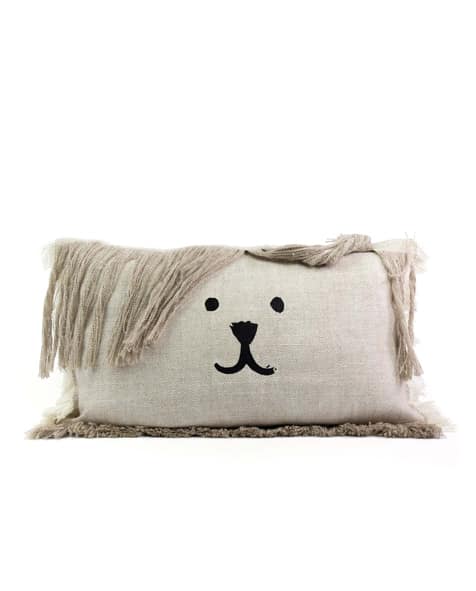 ARCHIVE_Bouboule-4-•-Coussin-frange-lin-chanvre Coussin-upcyclé-made-in-france-chien-écru