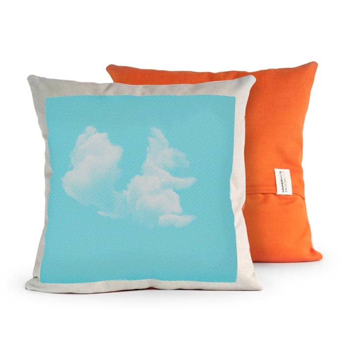 Coussin écureuil orange sérigraphie main