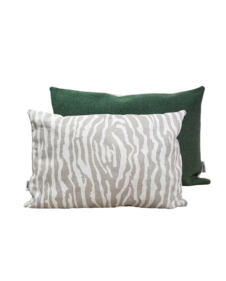 Schop_coussin écorce lin laine blanc vert sérigraphie