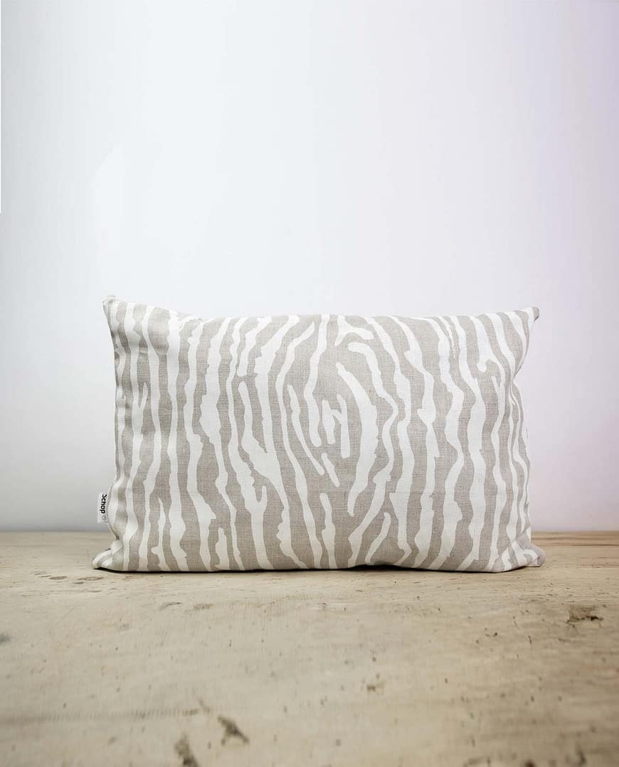Schop_coussin écorce lin laine blanc vert sérigraphie
